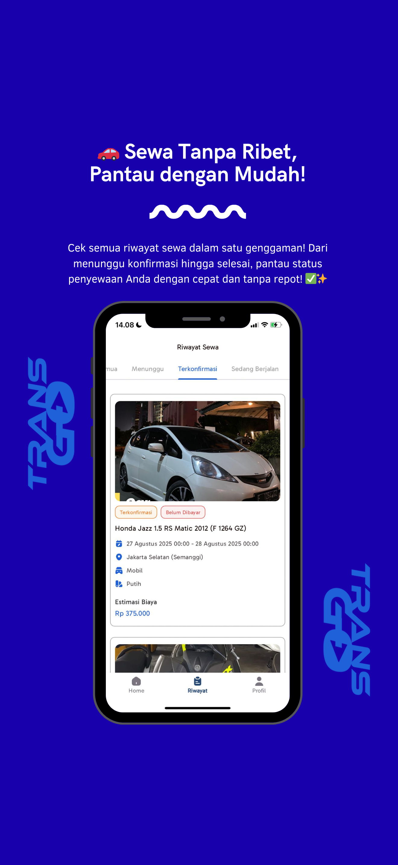 Transgo - Rental Mobil & Motor screenshot 4