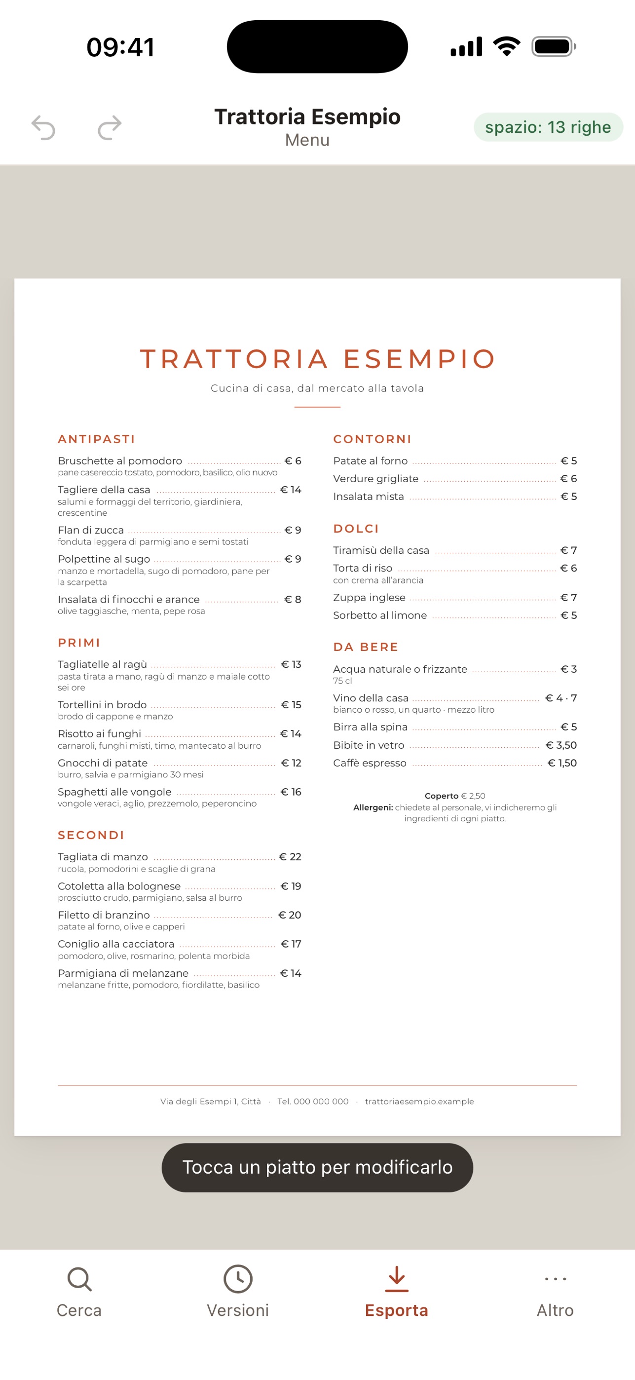 Screenshot 1 of Menu in Mano