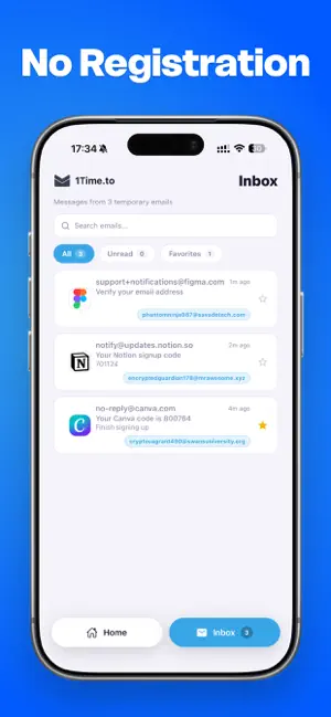 1Time Mail: Temporary Email screenshot 2