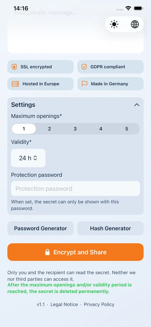Screenshot #2 pour PrivNote+