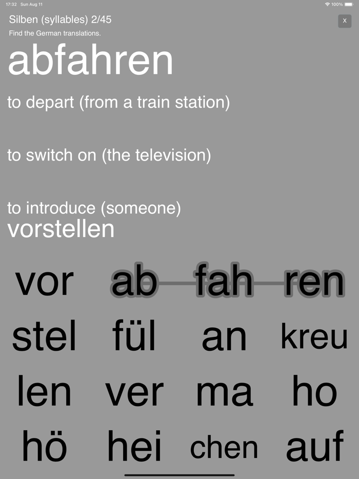Gamified German Prefixed Verbs