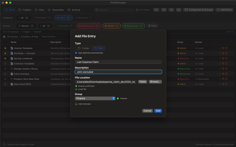 PathManager: Organizer screenshot