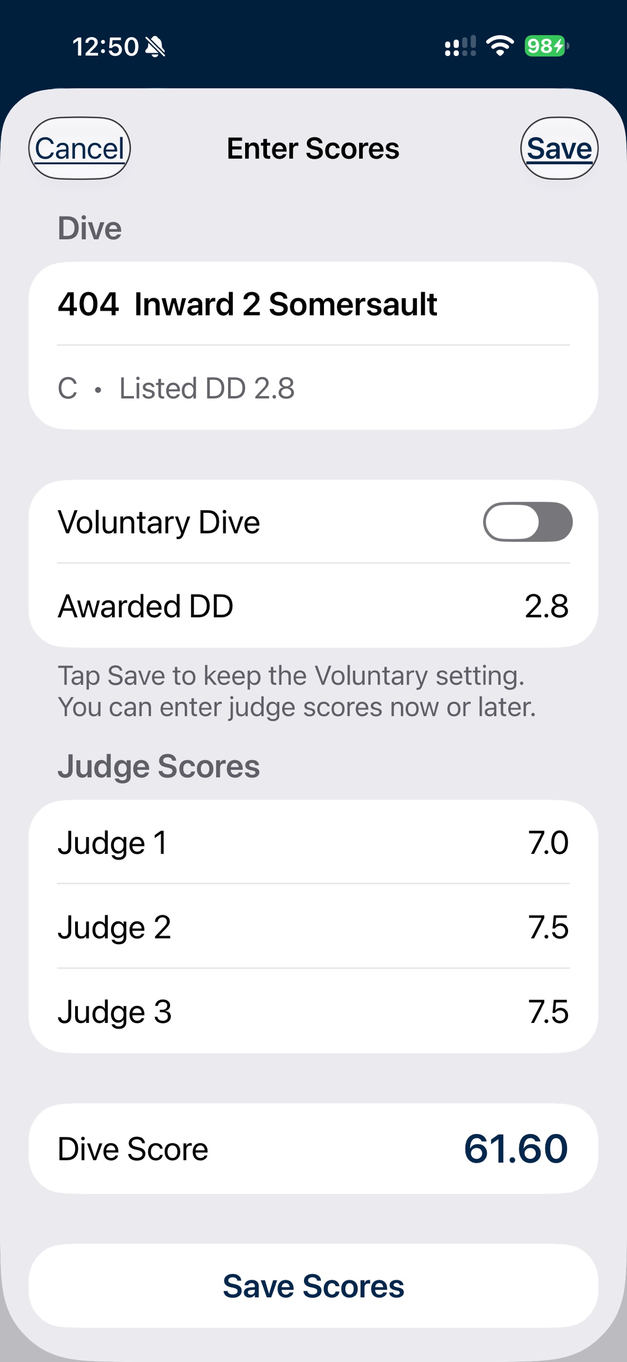 Screenshot 3 of DiveMeet Score