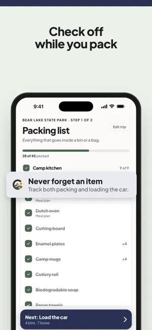 Camping Checklist & Meal Plan screenshot 2