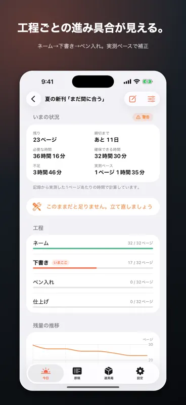 シメキリ逆算 原稿の進捗・締切ペース管理 screenshot 4 of 5