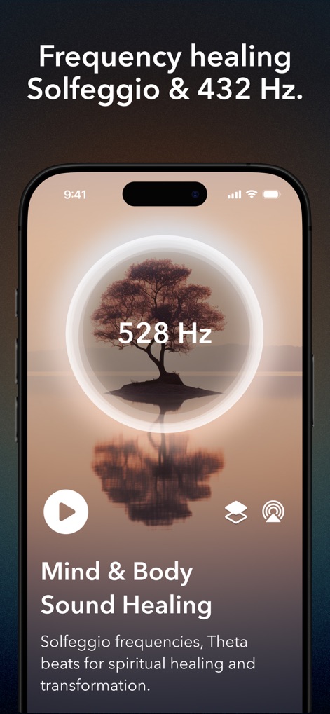 Moongate: Binaural Beats - Users can explore healing frequencies like 528 Hz within soundscapes such as 'Mind & Body Sound Healing' for spiritual transformation and relaxation.