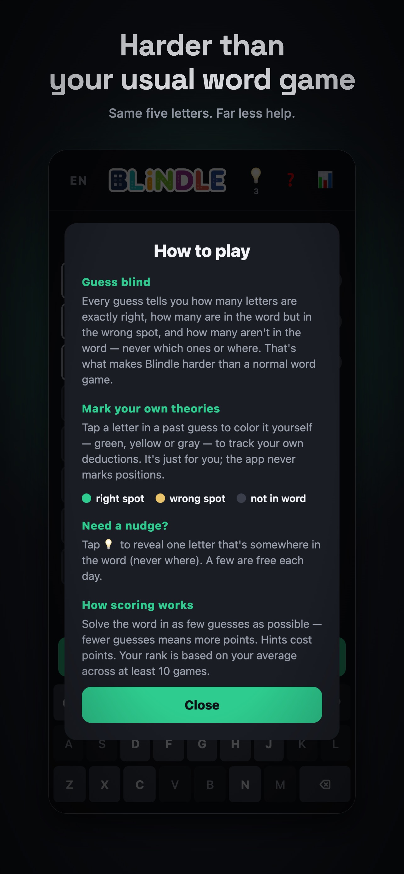 Screenshot 2 of Blindle: Daily Word Puzzle