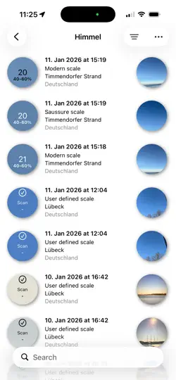Capture d'écran de Cyanometer sur iPhone 6
