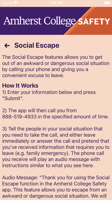 Amherst College Safety Screenshot