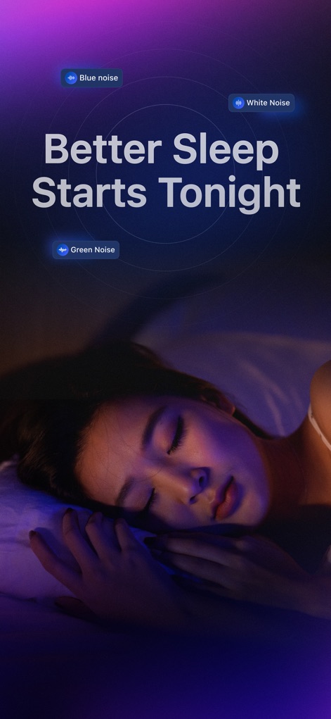 White Noise: Relax & Sleep - This app instantly sets the stage for deep rest, introducing users to beneficial sound types like Blue noise and Green noise designed for enhanced sleep.