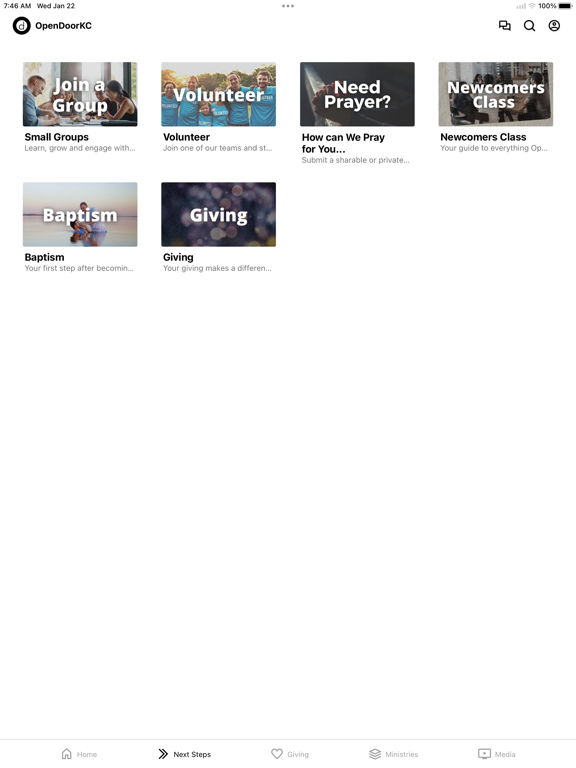 Open Door Baptist Church iPad screenshot 2 - Education app