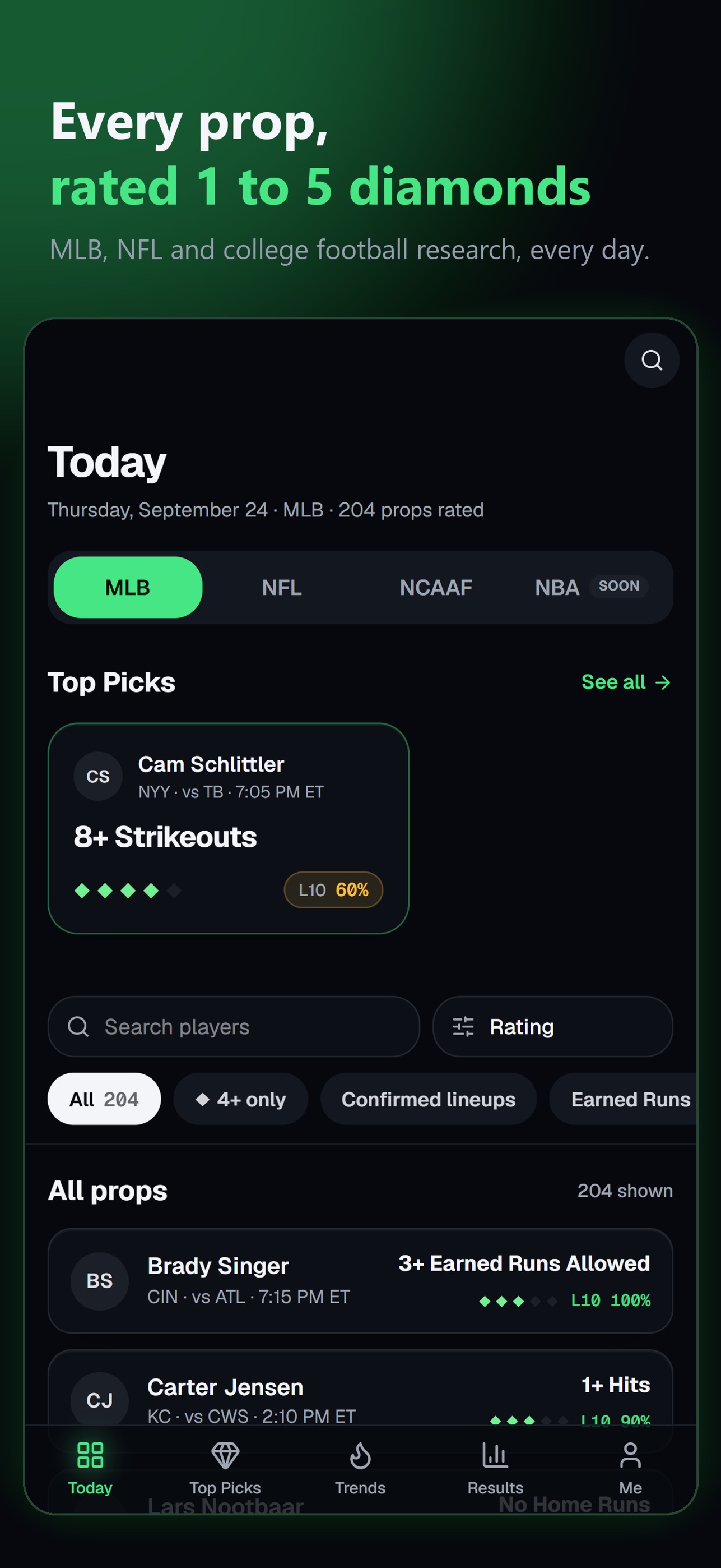 Screenshot 1 of DiamondEdge AI Sports Research