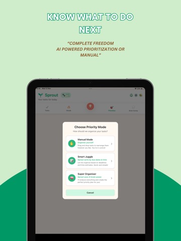Sprout: Smart ADHD Task App iPad screenshot