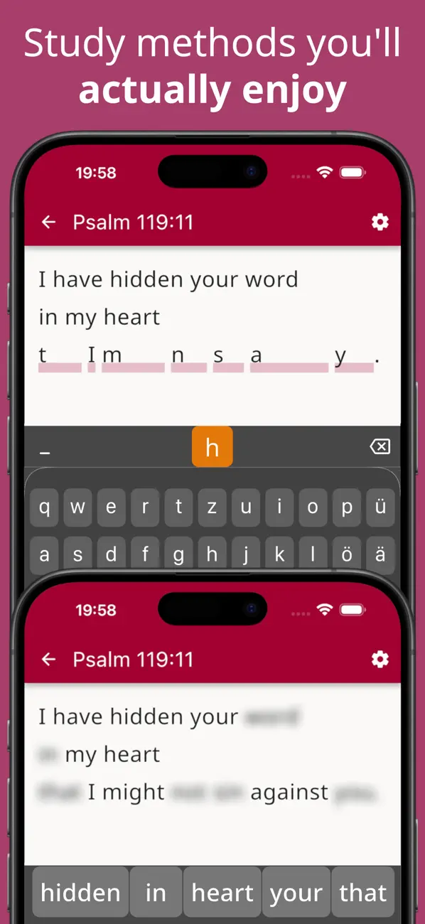 First-letter and typing practice modes