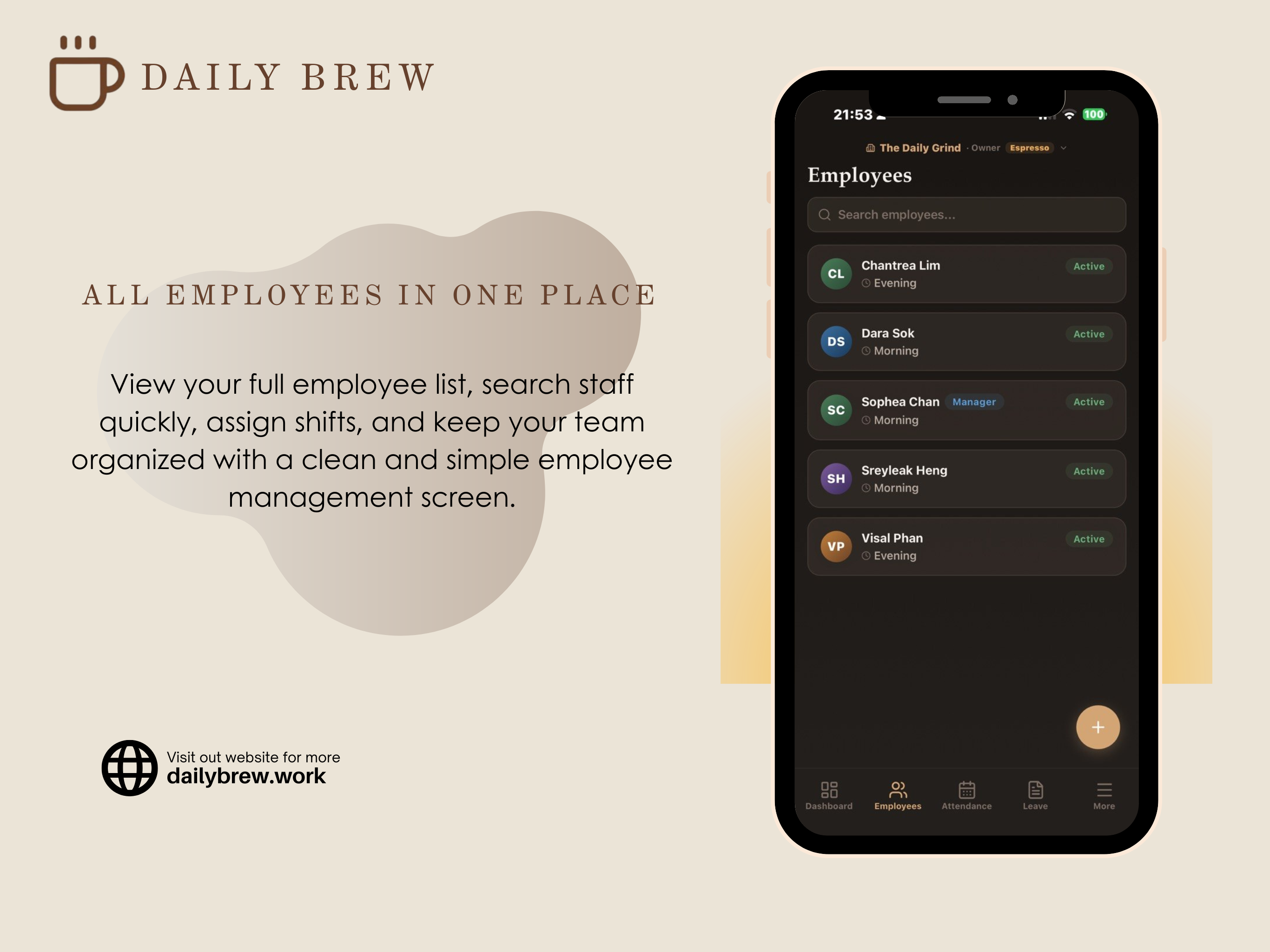DailyBrew - Staff Attendance