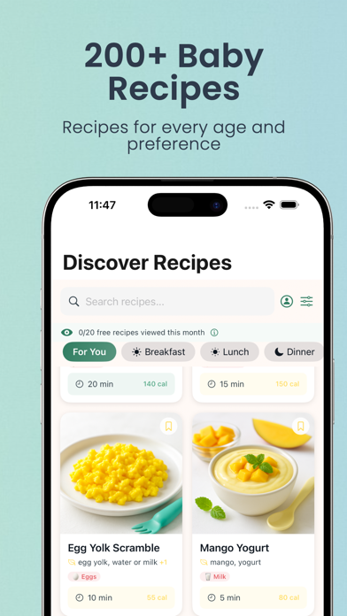 Noshling: Baby Recipes iPhone screenshot 2 - Food & Drink app