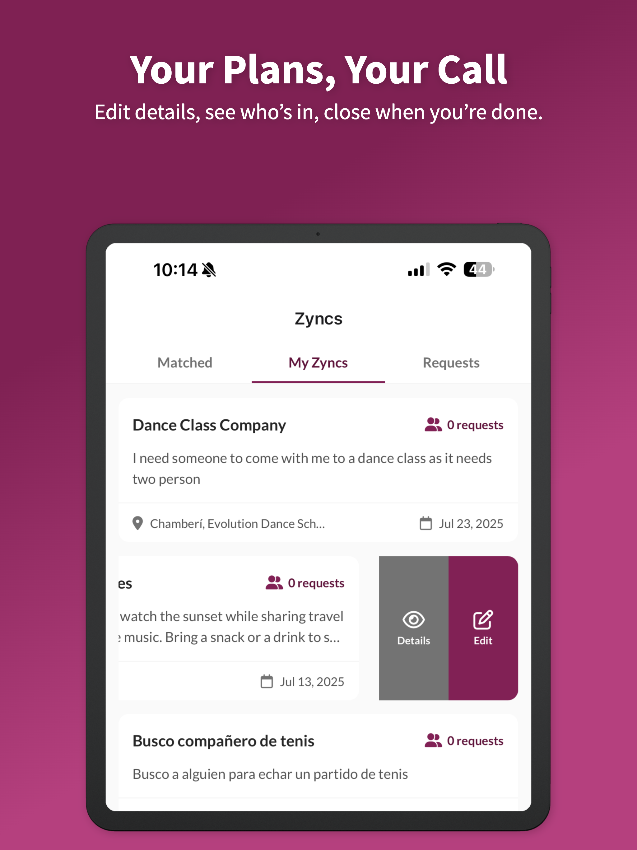 Zync: Make Plans with Friends