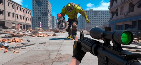 Zombie Apocalypse・Shooter Game - Prepare for formidable encounters with a large, mutated 'death-bringing beast' while wielding a precision sniper rifle equipped with a high-powered scope.