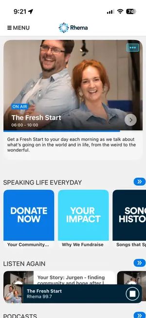 Rhema 99.7 screenshot 1