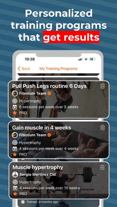 FITENIUM gym tracker progress Screenshot