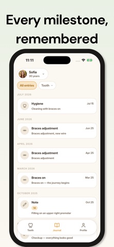 Toothy Journal: Dental Tracker iPhone screenshot