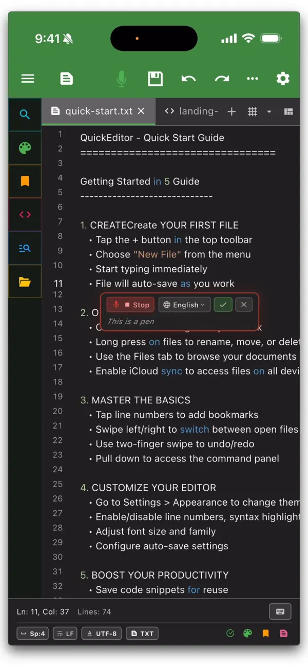 Screenshot #1 pour QuickEditor - Text & Code