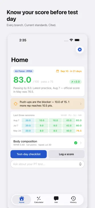 PT Test Calculator screenshot 1