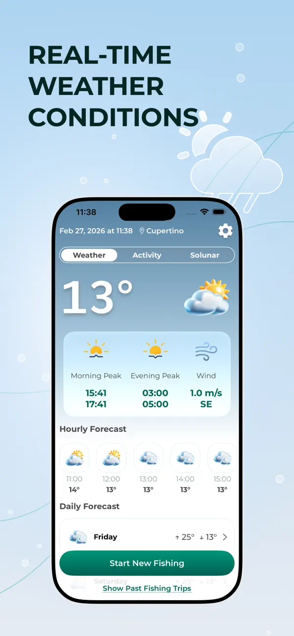 Fishing Times - Forecast & Map 钓鱼时机与轨迹助手应用截图