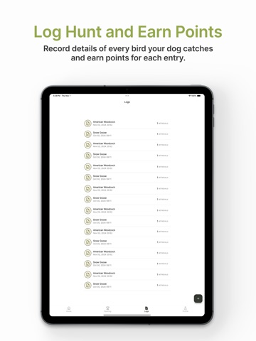 Bird Dog Log iPad screenshot