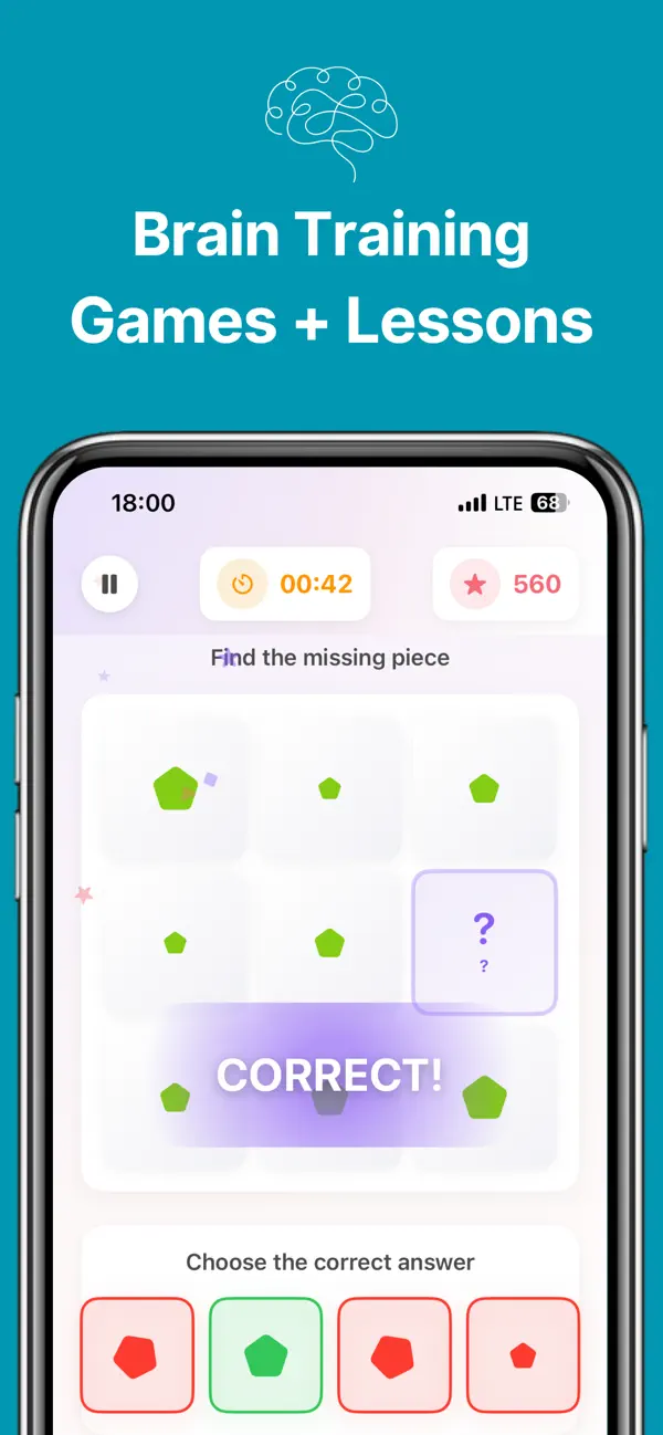 BrainFit Logic Puzzles & Focus Screenshot 1