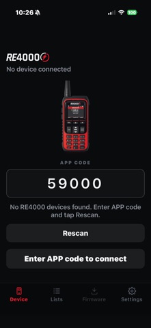 RE4000 Connect iPhone screenshot