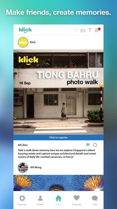 Klick photography app Screenshot
