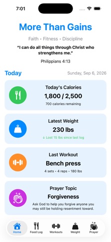 More Than Gains app screenshot