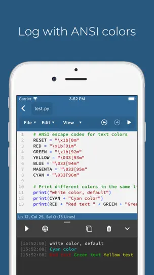 Captura de pantalla de Pythonica: Code And Debug en iPhone 5