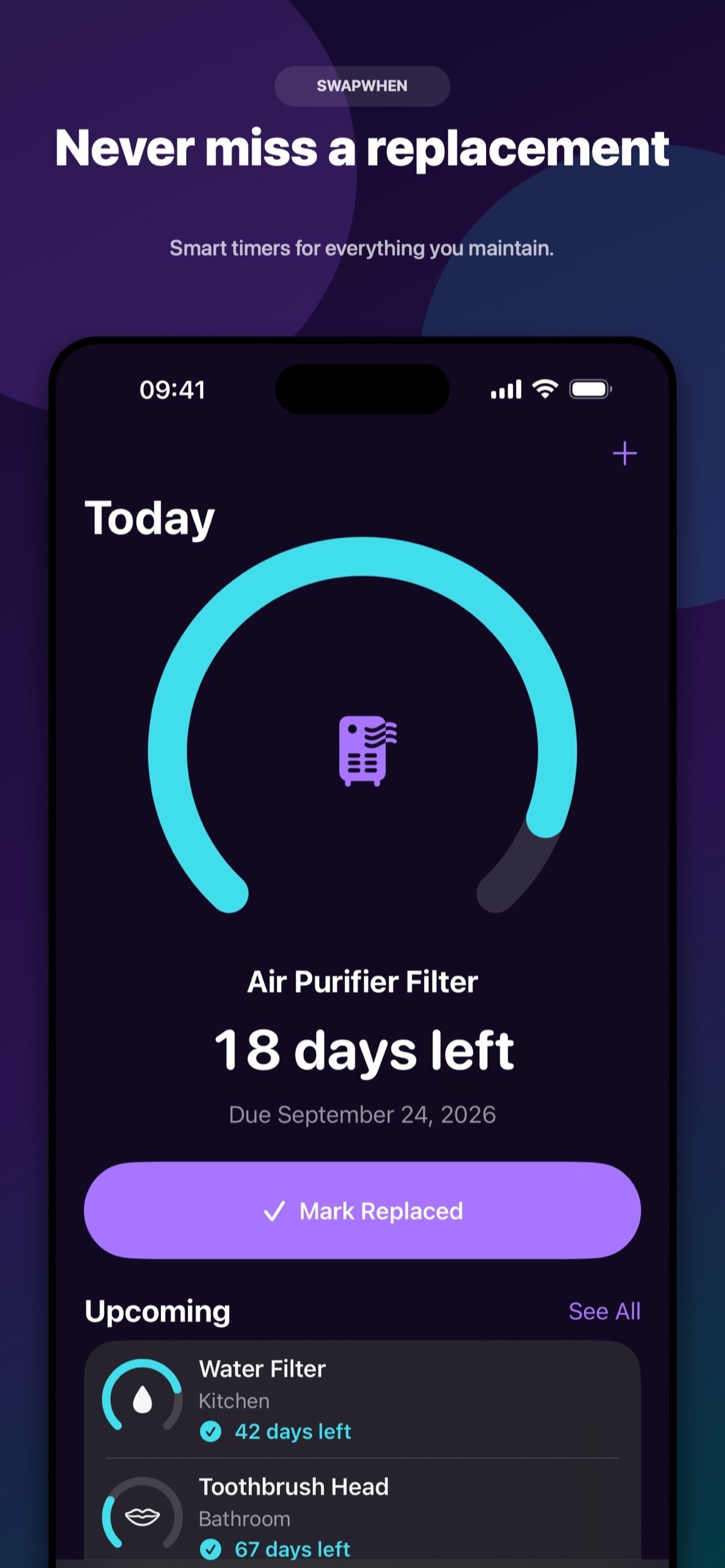 Screenshot 1 of SwapWhen: Replacement Reminder