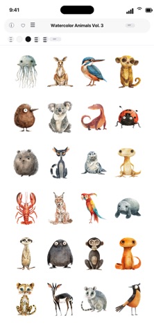 Watercolor Animals Vol. 3 iPhone screenshot