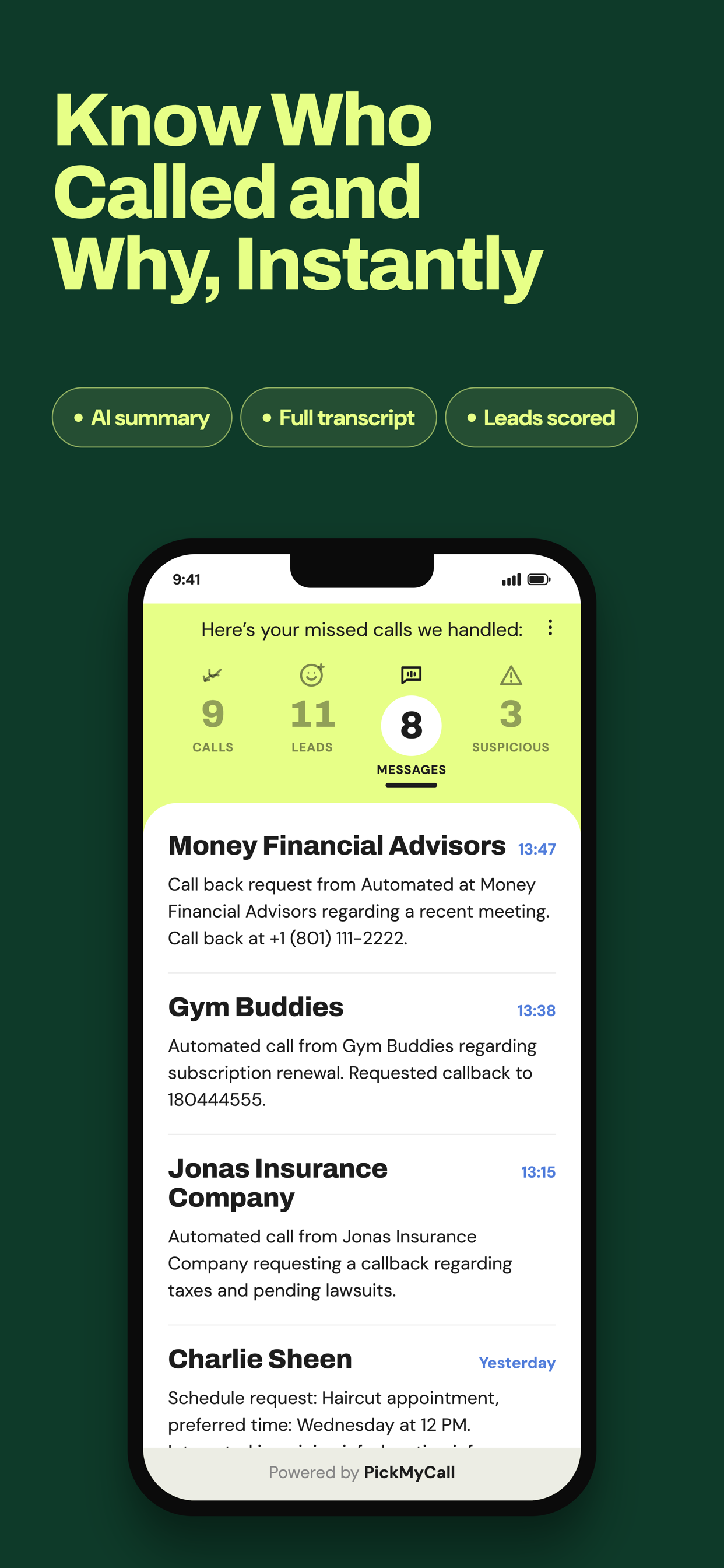 PickMyCall AI Receptionist screenshot 4