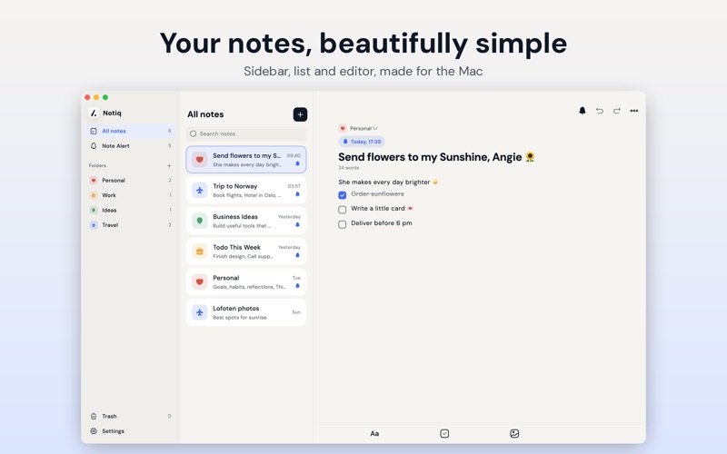 Notiq: Notes & Reminders screenshot 1