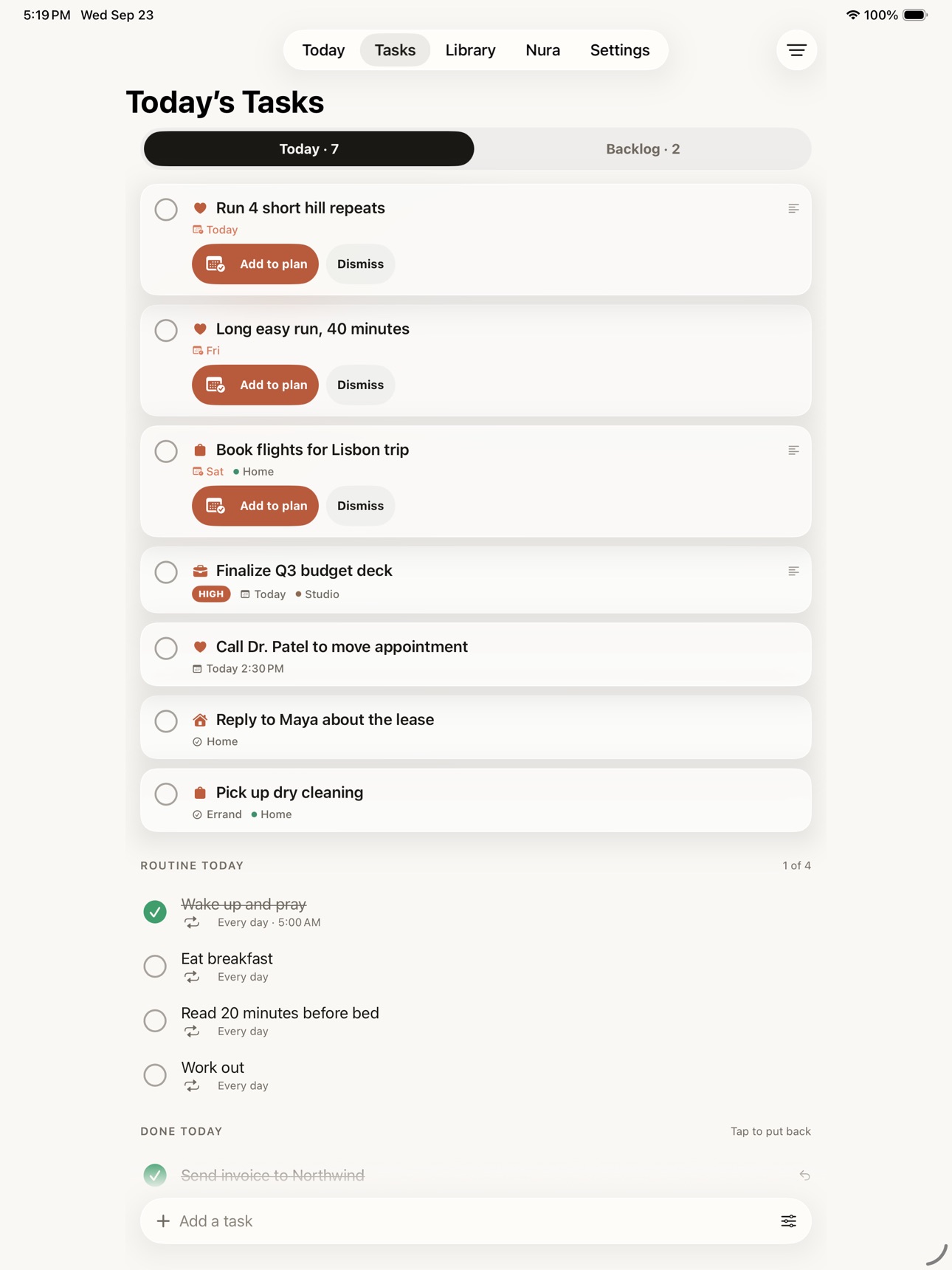 Screenshot 5 of Nura: Daily Task Planner