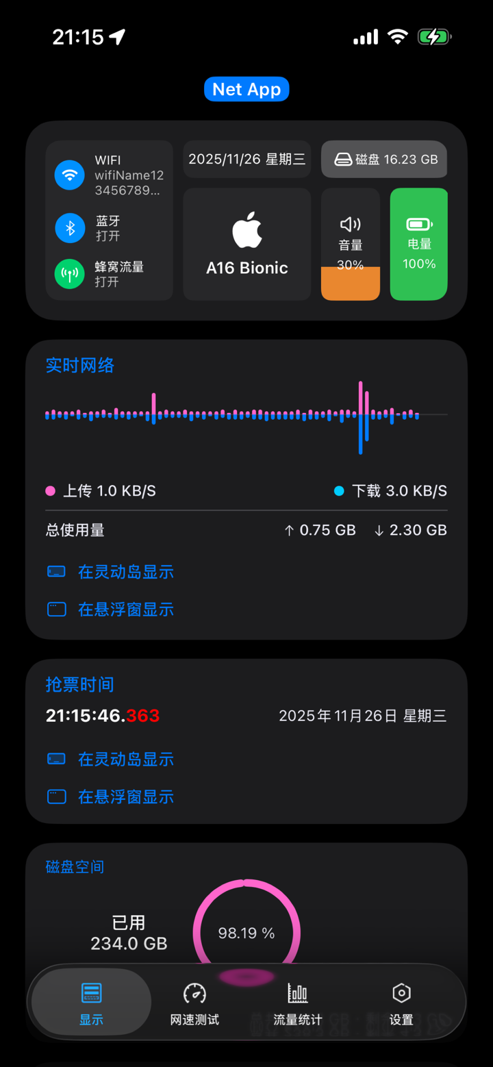 Net - 系统监测网速展示流量统计工具 screenshot 1