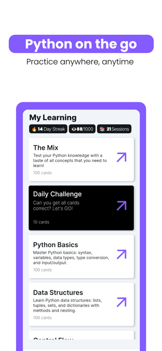Python Flashcards Mastery Screenshot 2 of 6