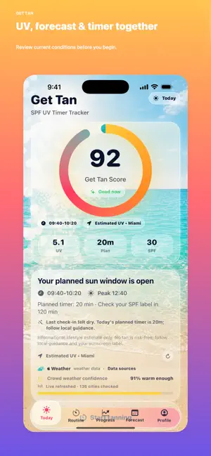 Get Tan: UV Index & SPF Timer screenshot 1