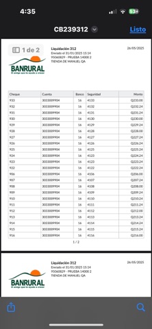 Cheques - Caja Banrural screenshot