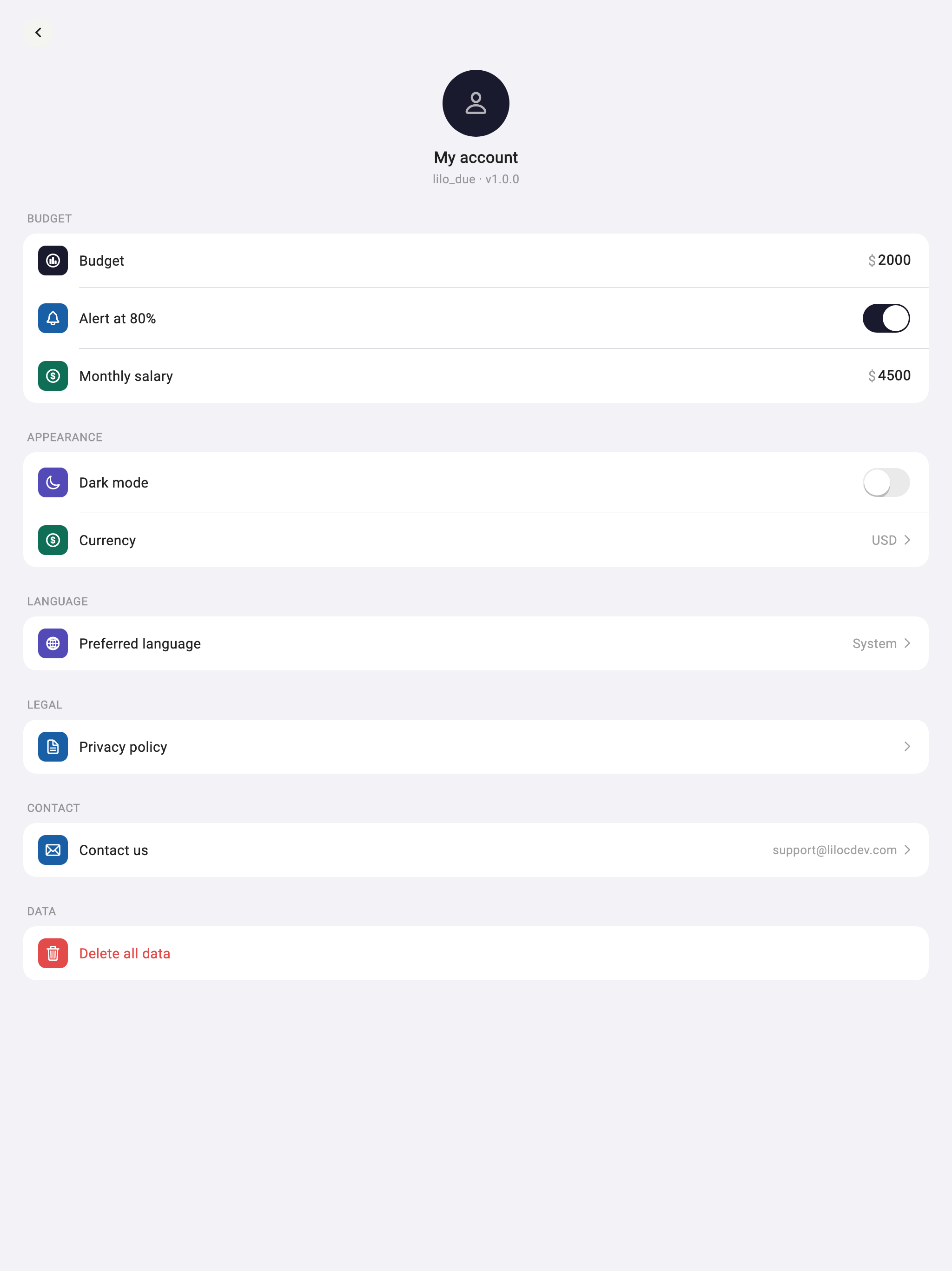 Lilo Due - Expense Tracker