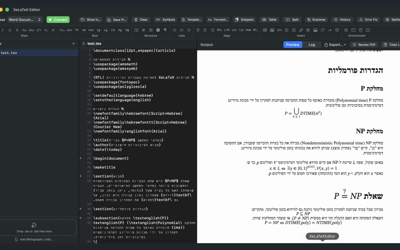 XeLaTeX Editor screenshot