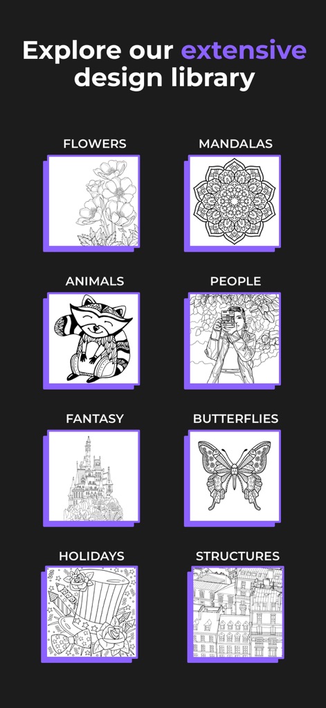 Adult Coloring Book - Pigment - Categorized Art Collections