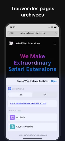Capture d'écran de Search Web Archives For Safari sur iPhone 1
