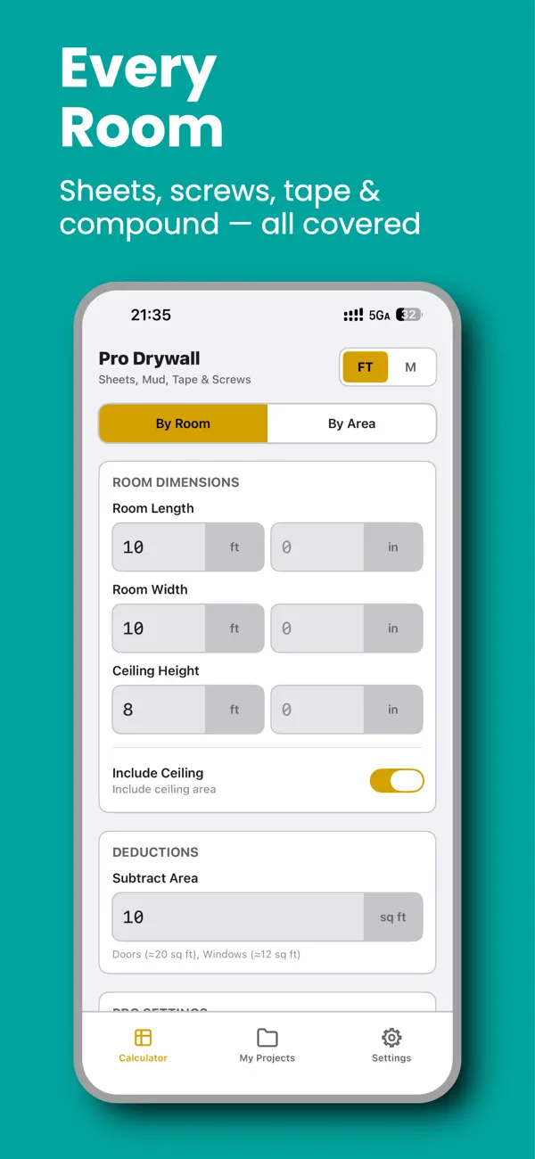 Screenshot #1 pour Pro Drywall: Sheet Estimator