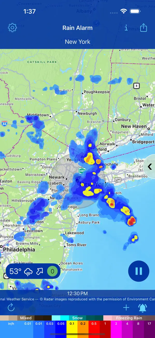 #4. Rain Alarm Live Weather Radar (iOS) di: Carlos Aviles Software