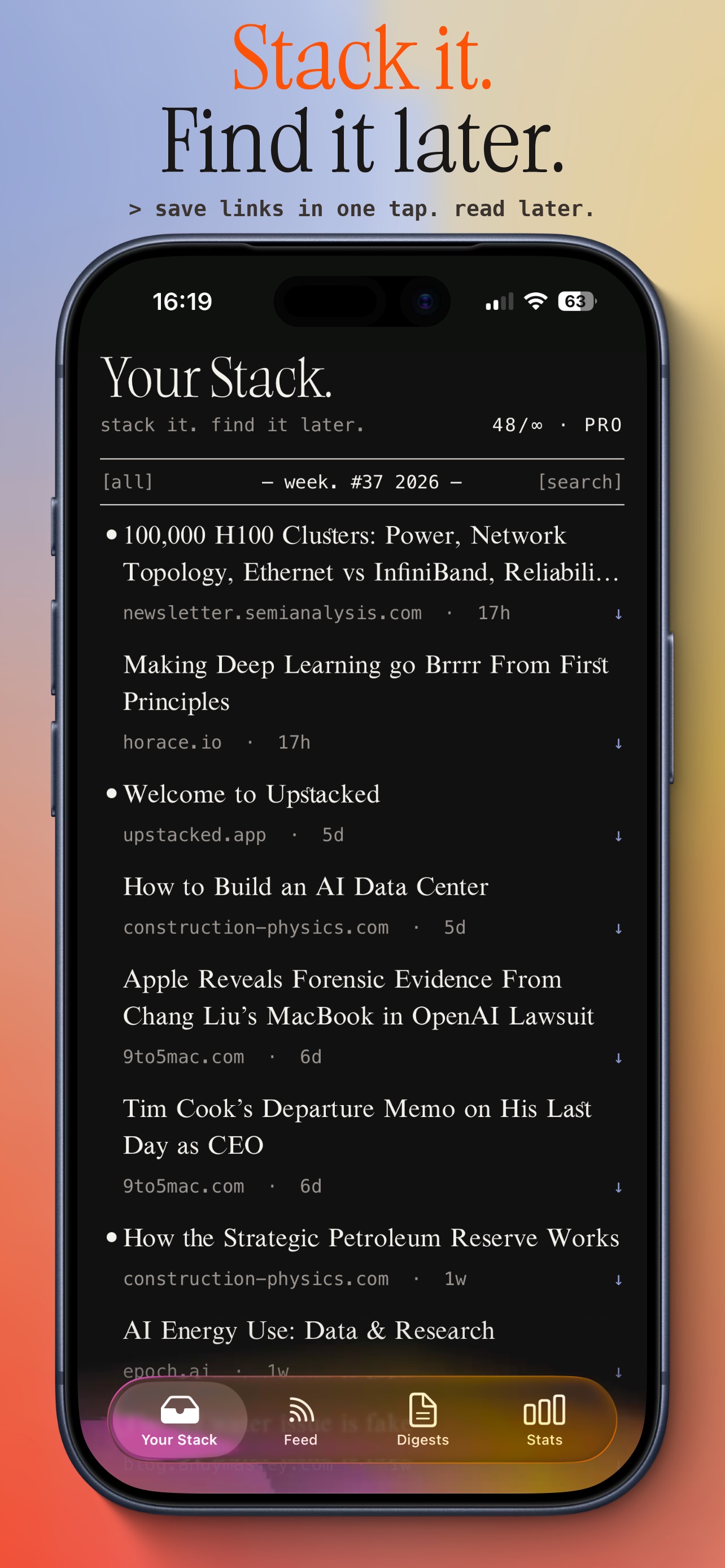 Screenshot 1 of Upstacked: Save & Read offline